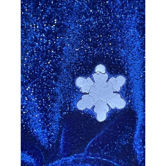 Snowflake Designs Girls Sparkly Blue Velvet Leotard Small With Gold Trim - Picture 2 of 7